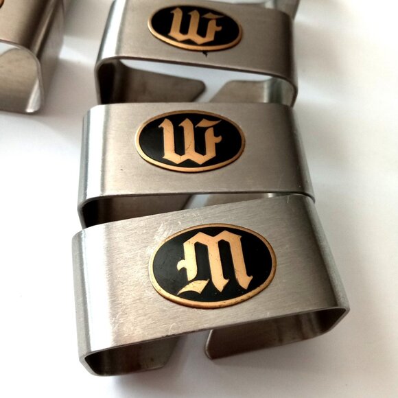 8 Monogram "M" or "W" Napkin Ring / Holder Vintage Tablecloth Thanksgiving Table - Picture 7 of 10